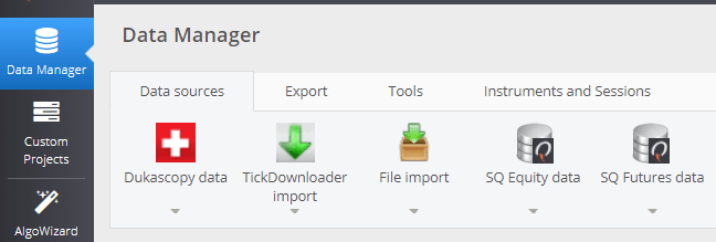 New Data in SQ Data Manager