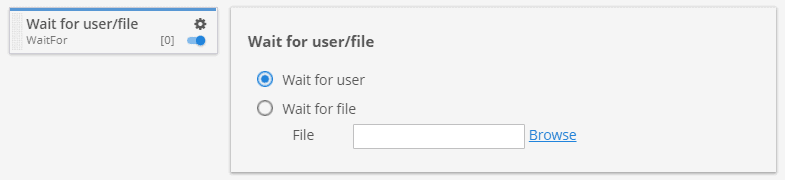 Attendere l'attività del progetto personalizzato utente/file