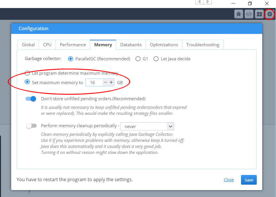 Starting StrategyQuantX with more memory - StrategyQuant