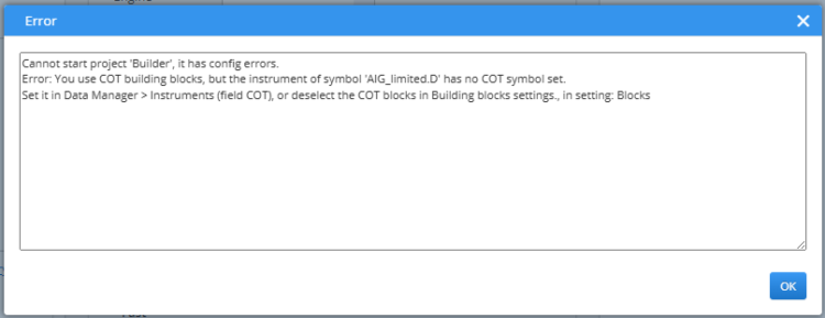 Error when the instrument has no COT market